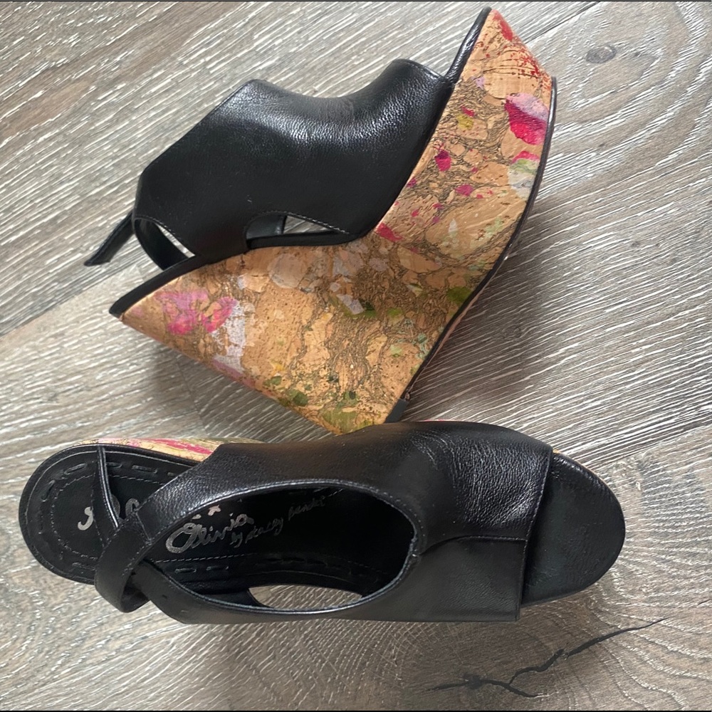 Alice + Olivia Paint Splatter Cork Wedges